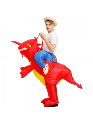 Dinosaurier Reitenauf Aufblasbar Kostüm Schlag oben Kostüm zum Erwachsener/Kind rot
