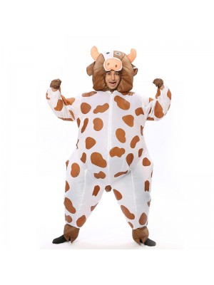 Kuh Milch Das Vieh Aufblasbar Kostüm Halloween Weihnachten Kostüm zum Erwachsener/Kind Kaffee Farbe