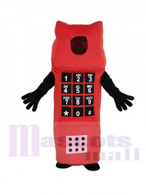 rot Öffnen Gesicht Zelle Telefon Maskottchen Kostüm Karikatur