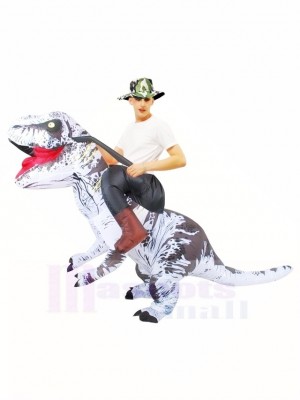 Weißer Tyrannosaurus T-Rex Aufblasbar Trag mich Fahrt auf Kostüm