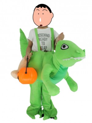Kinder Huckepack tragen mich auf grünen Dinosaurier Drachen Maskottchen Kostüme fahren