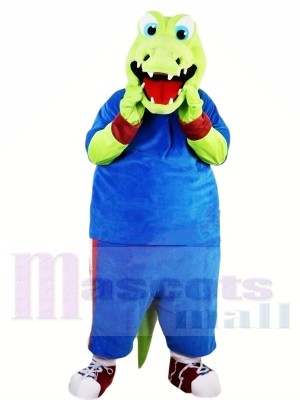 Grün Alligator mit Blau Passen Maskottchen Kostüme Tier