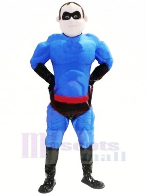 Cool Blau Übermensch Maskottchen Kostüm Menschen
