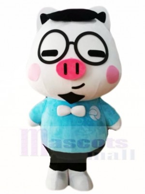 Schwein mit Brille Maskottchen Kostümen Karikatur