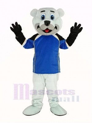 Polar Bär mit Blau Jersey Maskottchen Kostüm Tier