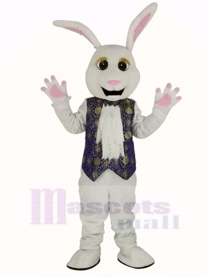Ostern Weiß Hase im Blau Weste Maskottchen Kostüm