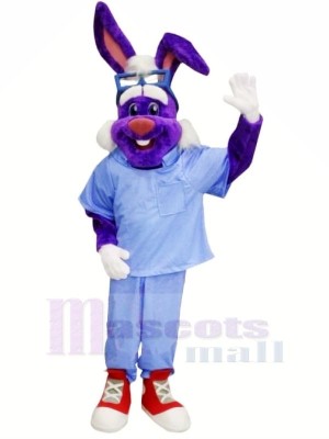 Arzt Hase mit Blau Hemd Maskottchen Kostüme Tier