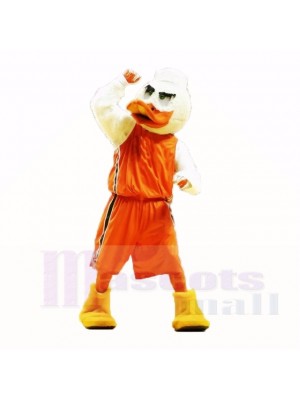 Sport Ente mit Orange Shirt Maskottchen Kostüme Erwachsene
