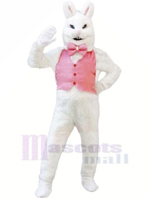 Weiß Hase Hase mit Rosa Weste Maskottchen Kostüme Billig