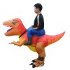 Orange und Gelb Velociraptor Dinosaurier Tragen mich Reiten auf Aufblasbar Kostüm zum Erwachsene