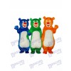 Maskottchen-Kostüm-Tier (blaues u. Grünes u. Orange Bärn-Familie (drei Bären)