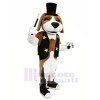 Braun und Weiß Hund mit Schwarz Hut Maskottchen Kostüme Tier