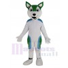 Süß Weiß und Grün Husky Hund Maskottchen Kostüm Tier