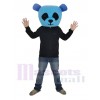 Blau Panda mit Schwarz Augen Maskottchen Kostüm Nur Head