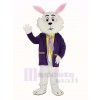 Weiß Ostern Hase im Lila Mantel Maskottchen Kostüm