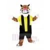 Leistung Tiger mit Schwarz und Gelb Sweatshirt Maskottchen Kostüm Tier