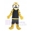 Heftig Tiger im Schwarz Weste Maskottchen Kostüm Tier