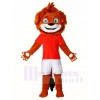 Glücklicher Löwe im roten Hemd Maskottchen kostüm Tier