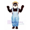 Süße Country Bear mit Overall, Brille & Hut Maskottchen Kostüm