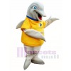 Grauer Delphin mit gelben Shirt Maskottchen Kostümen