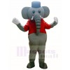 Grauer Elefant im roten Weste Maskottchen Kostüm Tier