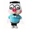 Schwein mit Brille Maskottchen Kostümen Karikatur