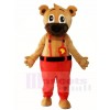 Braun Bär im roten Overall Maskottchen Kostüm Tier