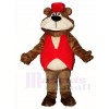 Braun Bär im rot Hut Maskottchen Kostüme Tier