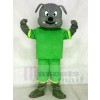 Grau Bulldogge Hund Maskottchen Kostüme Tier mit grünem Anzug