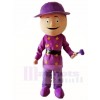 Purple Shirt Builder Construction Man with Hammer Mascot Costumes People