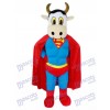 Super Cow Rinder mit Supermann Cape Maskottchen Kostüm Tier