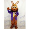 Ostern Mr. Brown Bunny mit lila Smoking Maskottchen Kostüm