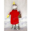 Silver Adult Knight St Norbert Maskottchen Kostüm mit rotem Umhang