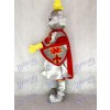 Silver Adult Knight St Norbert Maskottchen Kostüm mit rotem Umhang