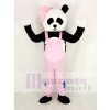 Panda mit Rosa Overall und Hut Maskottchen Kostüm Karikatur