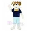 Heilige Bernard Hund mit Blau T-Shirt Maskottchen Kostüm Karikatur