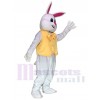 Weißes Häschen Ostern Kaninchen mit gelbem Bogen und Weste Maskottchen kostüm Tier