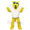 Gelb Jaguar mit Weiß T-Shirt Maskottchen Kostüme