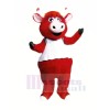 Rot Bull Mit Weiß Weste Maskottchen Kostüme Cartoon
