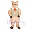 Süßes Pierre Schwein mit Weste, Krawatte und Kragen Maskottchen Kostüm