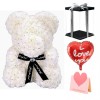 Diamant Weiß Rose Teddybär Blumenbär Bestes Geschenk für Muttertag, Valentinstag, Jubiläum, Hochzeit und Geburtstag