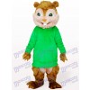 Grünes Eichhörnchen mit langen Haaren und kurzen Zähnen Tier Maskottchen Kostüm