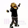 Hochschulsport-Löwe mit schwarzer Hemd-Maskottchen-Kostüm-Schule