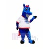 glücklich Blau Pferd Maskottchen Kostüme Karikatur