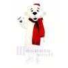 Weiß Bär mit rot Schal Maskottchen Kostüme Karikatur