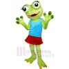 Girl  Frog  with  Blue  Vest  Mascot Costumes Cartoon