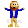 Löwe mit Blau Jacke Maskottchen Kostüme Karikatur