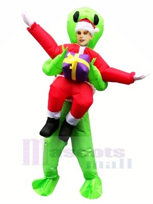 Aufblasbar Tragen Mich Weihnachten Santa Claus Grün Außerirdischer ET Party Kostüm