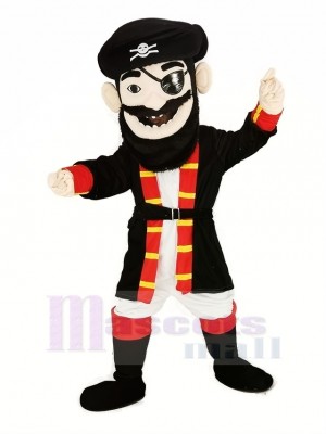 Bart Pirat im rot Mantel Maskottchen Kostüm Menschen
