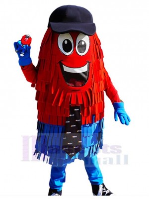 Neues Blau und Rot Reinigungsbürste für die Autowäsche Maskottchen Kostüm mit Fliege